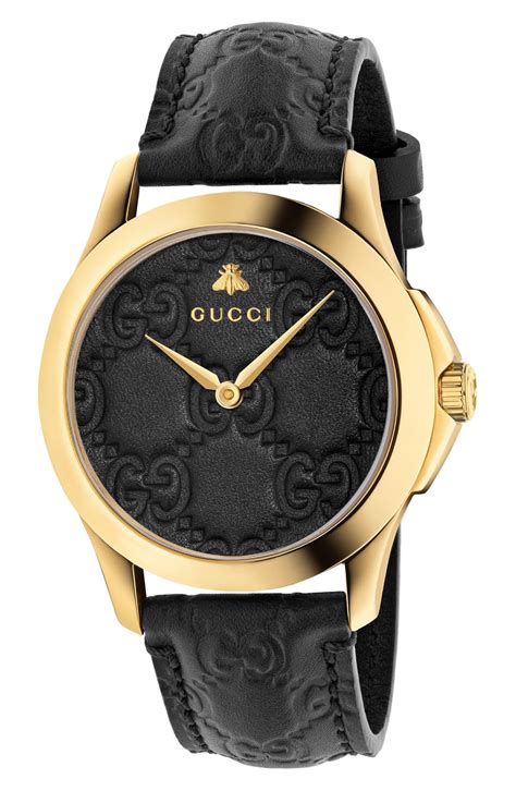 black face gucci watch|Gucci watch black leather strap.